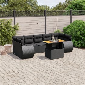 8-teiliges Gartensofa-Set und Kissen aus schwarzem Kunststoff-Rattan. von , Gartensets - Ref: Foro24-3272105, Preis: 578,37 €...