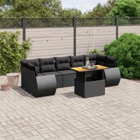 Set de sofás de jardín 8 piezas y cojines ratán sintético negro de , Conjuntos de jardín - Ref: Foro24-3272105, Precio: 613,8...