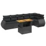 Set de comedor de jardín 7 pzas y cojines ratán sintético negro de , Conjuntos de jardín - Ref: Foro24-3272203, Precio: 521,9...