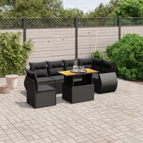 Garten-Essgruppe 7-teilig mit schwarzen Polstern aus synthetischem Rattan. von , Gartensets - Ref: Foro24-3272217, Preis: 523...