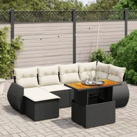 Gartensofagarnitur 7-teilig mit schwarzen Polstern aus synthetischem Rattan von , Gartensets - Ref: Foro24-3272295, Preis: 47...