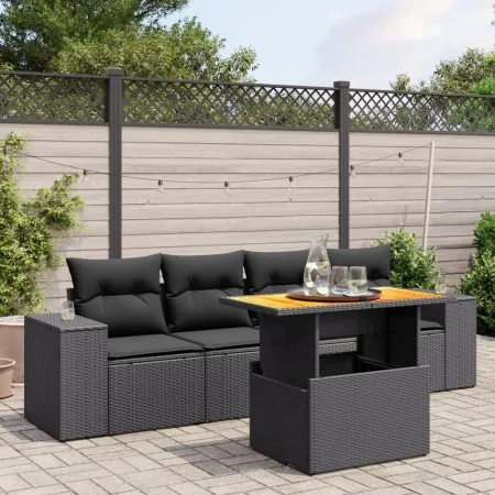 Gartenmöbel-Set 5-teilig mit schwarzen Polstern aus synthetischem Rattan von , Gartensets - Ref: Foro24-3272511, Preis: 405,3...