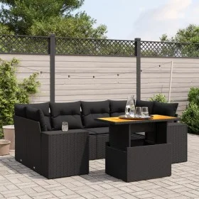 Set de comedor de jardín 7 pzas y cojines ratán sintético negro by , Garden sets - Ref: Foro24-3272532, Price: 544,38 €, Disc...