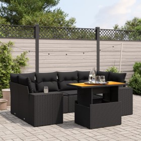 Set de comedor de jardín 7 pzas y cojines ratán sintético negro by , Garden sets - Ref: Foro24-3272532, Price: 525,21 €, Disc...