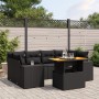 Set de comedor de jardín 7 pzas y cojines ratán sintético negro