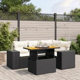 Set de muebles de jardín 5 pzas y cojines ratán sintético negro by , Garden sets - Ref: Foro24-3272617, Price: 374,95 €, Disc...