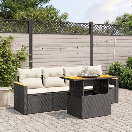 5-piece garden furniture set with black synthetic rattan cushions by , Garden sets - Ref: Foro24-3272953, Price: 324,35 €, Di...