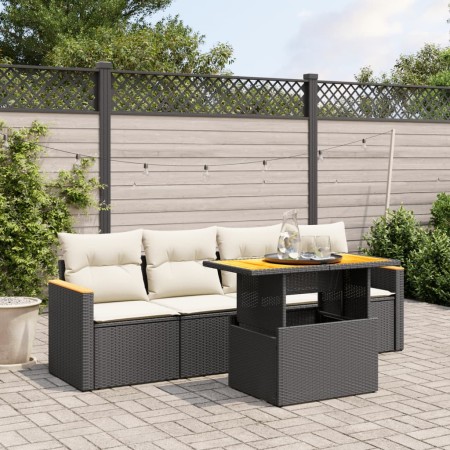 Set de muebles de jardín 5 pzas y cojines ratán sintético negro de , Conjuntos de jardín - Ref: Foro24-3272953, Precio: 321,7...