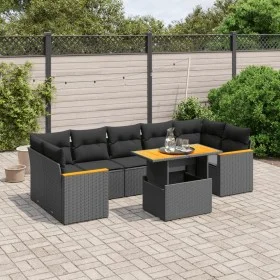 8-teiliges Gartensofa-Set und Kissen aus schwarzem Kunststoff-Rattan. von , Gartensets - Ref: Foro24-3272987, Preis: 577,82 €...