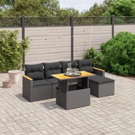 Set de sofás de jardín 6 piezas y cojines ratán sintético negro by , Garden sets - Ref: Foro24-3273050, Price: 387,15 €, Disc...