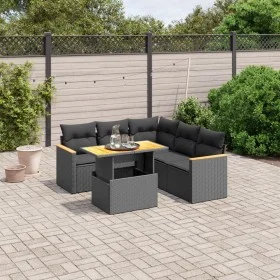 Set de sofás de jardín 6 piezas y cojines ratán sintético negro by , Garden sets - Ref: Foro24-3273071, Price: 427,03 €, Disc...