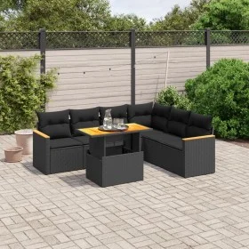 Garten-Essgruppe 7-teilig mit schwarzen Polstern aus synthetischem Rattan. von , Gartensets - Ref: Foro24-3273092, Preis: 489...
