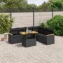 Set de comedor de jardín 7 pzas y cojines ratán sintético negro by , Garden sets - Ref: Foro24-3273092, Price: 488,51 €, Disc...