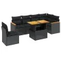 Set de comedor de jardín 7 pzas y cojines ratán sintético negro by , Garden sets - Ref: Foro24-3273099, Price: 489,32 €, Disc...