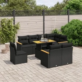 Set de sofás de jardín 8 piezas y cojines ratán sintético negro by , Garden sets - Ref: Foro24-3273169, Price: 645,74 €, Disc...
