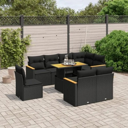 Set de sofás de jardín 8 piezas y cojines ratán sintético negro by , Garden sets - Ref: Foro24-3273169, Price: 645,79 €, Disc...