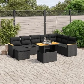 8-teiliges Gartensofa-Set und Kissen aus schwarzem Kunststoff-Rattan. von , Gartensets - Ref: Foro24-3273211, Preis: 581,65 €...