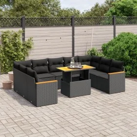 Set de sofás de jardín 10 pzas cojines ratán sintético negro by , Garden sets - Ref: Foro24-3273218, Price: 657,70 €, Discoun...