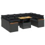 Gartensofa-Set, 10-teilig, mit schwarzen Kissen und synthetischem Rattan. von , Gartensets - Ref: Foro24-3273218, Preis: 657,...