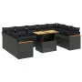 Gartensofa-Set, 10-teilig, mit schwarzen Kissen und synthetischem Rattan. von , Gartensets - Ref: Foro24-3273218, Preis: 657,...