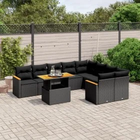 Set de sofás de jardín 10 pzas cojines ratán sintético negro by , Garden sets - Ref: Foro24-3273232, Price: 657,70 €, Discoun...