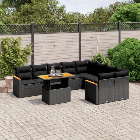 Set de sofás de jardín 10 pzas cojines ratán sintético negro by , Garden sets - Ref: Foro24-3273232, Price: 657,79 €, Discoun...