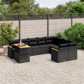 Set de sofás de jardín 10 pzas cojines ratán sintético negro by , Garden sets - Ref: Foro24-3273239, Price: 657,70 €, Discoun...