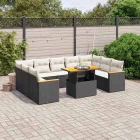Set de sofás de jardín 11 pzas y cojines ratán sintético negro by , Garden sets - Ref: Foro24-3273247, Price: 678,89 €, Disco...