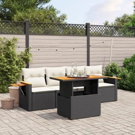 Gartenmöbel-Set 5-teilig mit schwarzen Polstern aus synthetischem Rattan von , Gartensets - Ref: Foro24-3273394, Preis: 346,7...