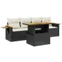 Set de muebles de jardín 5 pzas y cojines ratán sintético negro by , Garden sets - Ref: Foro24-3273394, Price: 343,97 €, Disc...