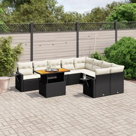 Gartensofa-Set, 10-teilig, mit schwarzen Kissen und synthetischem Rattan. von , Gartensets - Ref: Foro24-3271910, Preis: 618,...