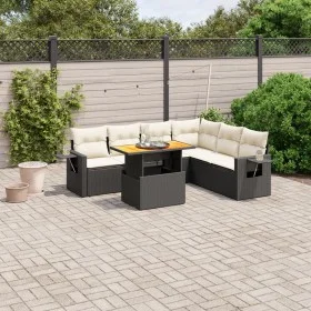 Set de comedor de jardín 7 pzas y cojines ratán sintético negro by , Garden sets - Ref: Foro24-3271770, Price: 464,92 €, Disc...
