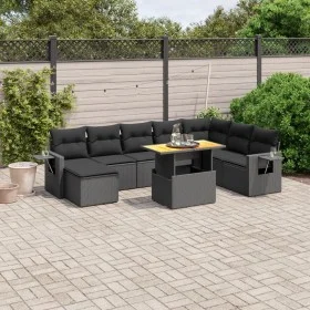 Set de sofás de jardín 8 piezas y cojines ratán sintético negro by , Garden sets - Ref: Foro24-3271888, Price: 607,19 €, Disc...