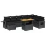 8-teiliges Gartensofa-Set und Kissen aus schwarzem Kunststoff-Rattan. von , Gartensets - Ref: Foro24-3271888, Preis: 608,46 €...