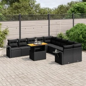 Set de sofás de jardín 11 pzas y cojines ratán sintético negro by , Garden sets - Ref: Foro24-3271944, Price: 756,36 €, Disco...