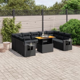 Gartensofa-Set, 10-teilig, mit schwarzen Kissen und synthetischem Rattan. von , Gartensets - Ref: Foro24-3271895, Preis: 662,...