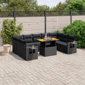 Gartensofa-Set, 10-teilig, mit schwarzen Kissen und synthetischem Rattan. von , Gartensets - Ref: Foro24-3271895, Preis: 675,...