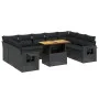 Set de sofás de jardín 10 pzas cojines ratán sintético negro by , Garden sets - Ref: Foro24-3271895, Price: 675,43 €, Discoun...