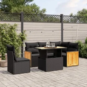 Set de sofás de jardín 6 piezas y cojines ratán sintético negro by , Garden sets - Ref: Foro24-3273960, Price: 426,36 €, Disc...