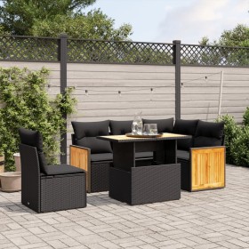 Set de sofás de jardín 6 piezas y cojines ratán sintético negro by , Garden sets - Ref: Foro24-3273960, Price: 419,72 €, Disc...