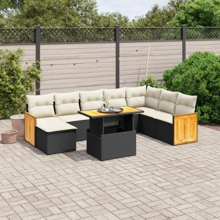 Set de sofás de jardín 8 piezas y cojines ratán sintético negro by , Garden sets - Ref: Foro24-3274094, Price: 543,58 €, Disc...