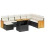 Set de sofás de jardín 8 piezas y cojines ratán sintético negro by , Garden sets - Ref: Foro24-3274094, Price: 543,58 €, Disc...