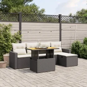 Set de sofás de jardín 6 piezas y cojines ratán sintético negro by , Garden sets - Ref: Foro24-3275583, Price: 373,20 €, Disc...