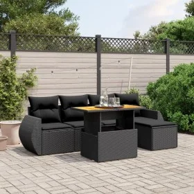 Set de sofás de jardín 6 piezas y cojines ratán sintético negro de , Conjuntos de jardín - Ref: Foro24-3275806, Precio: 428,4...