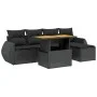 6-teiliges Gartensofa-Set und Kissen aus schwarzem Kunststoff-Rattan. von , Gartensets - Ref: Foro24-3275806, Preis: 435,62 €...