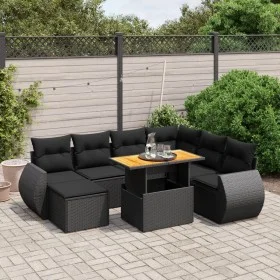 Set de sofás de jardín 8 piezas y cojines ratán sintético negro by , Garden sets - Ref: Foro24-3275827, Price: 571,59 €, Disc...