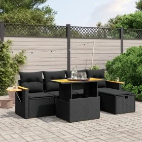 Set de sofás de jardín 6 piezas y cojines ratán sintético negro by , Garden sets - Ref: Foro24-3276135, Price: 416,72 €, Disc...