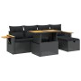 6-teiliges Gartensofa-Set und Kissen aus schwarzem Kunststoff-Rattan. von , Gartensets - Ref: Foro24-3276135, Preis: 408,59 €...