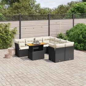 Set de sofás de jardín 8 piezas y cojines ratán sintético negro by , Garden sets - Ref: Foro24-3270720, Price: 566,67 €, Disc...