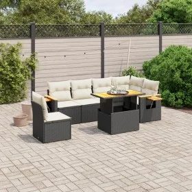 Garten-Essgruppe 7-teilig mit schwarzen Polstern aus synthetischem Rattan. von , Gartensets - Ref: Foro24-3273541, Preis: 472...